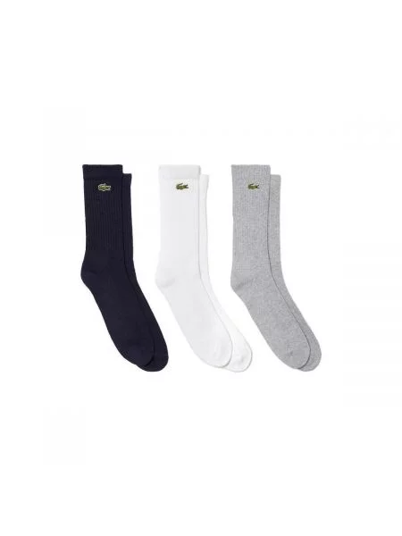 Ponožky Lacoste 3 pary silver chine/white/navy blue bílé