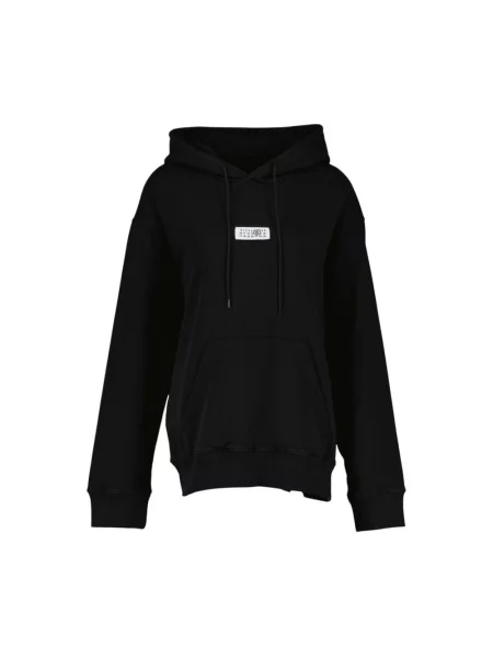 Dzianinowa bluza z kapturem Mm6 Maison Margiela z kapturem czarna