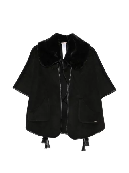 Gulerat geacă Twinset cu blană negru
