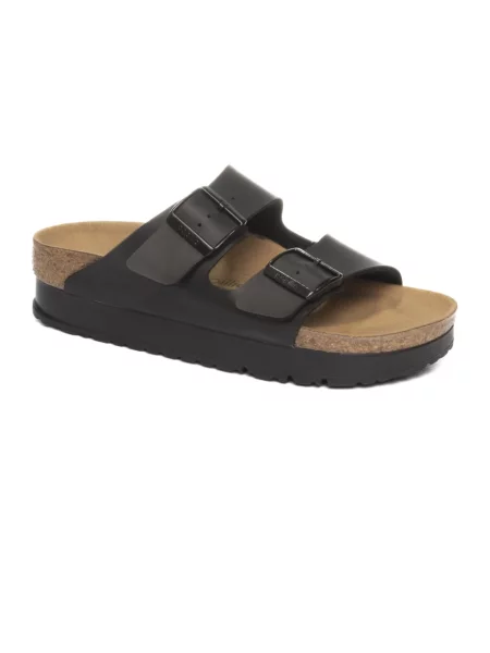 Klapki Birkenstock na platformie zamszowe czarne