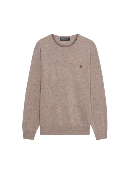 Sweter Brooks Brothers wełniany z logo beżowy