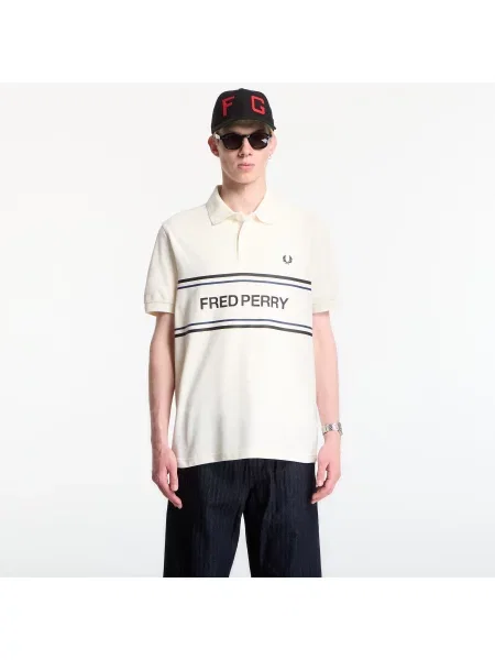 Tricou Fred Perry Fred Perry Graphic Polo Shirt Ecru M