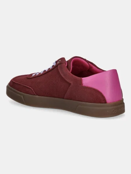 Calvin Klein bőr sportcipő LOW PRO CUPS LACE UP bordó