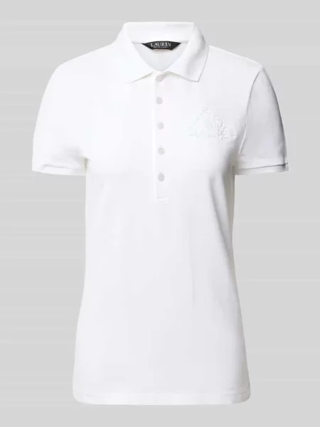 Koszulka polo z krótką listwą guzikową Lauren Ralph Lauren biała