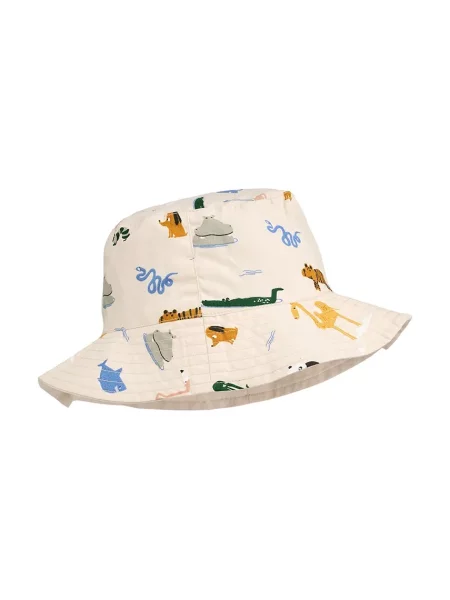 Liewood Detský obojstranný klobúk Damon Reversible Bucket Hat béžová