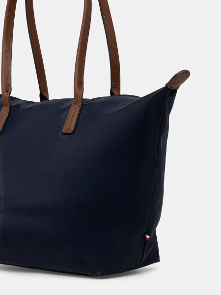 Bőr shopper táska Tommy Hilfiger kék