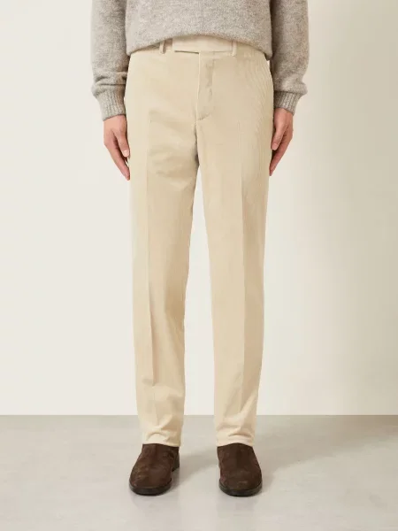 Zegna Spodnie Z Sztruksu O Kroju Regular Fit beige beżowe