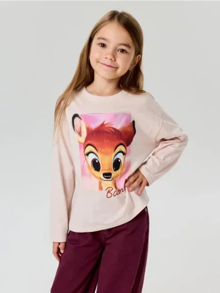 Sinsay tričko s dlouhými rukávy Bambi světle fialová