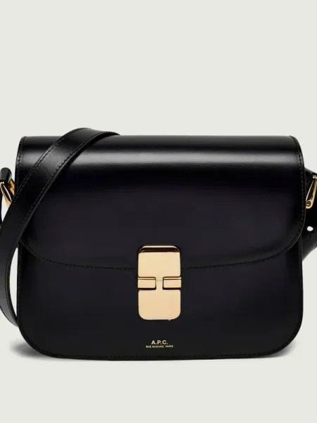 A.P.C. De piele geantă pe umăr Grace negru