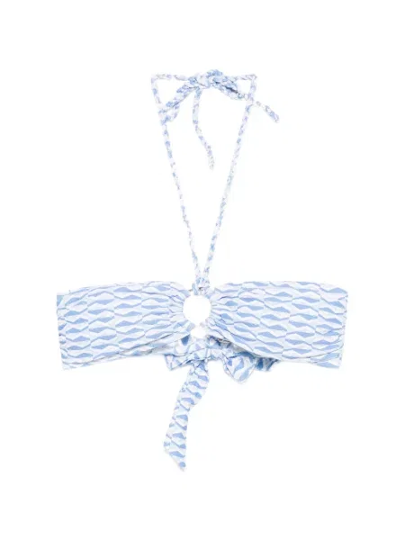 Top Heidi Klein cu imagine cu imprimeu geometric cu gât halter alb