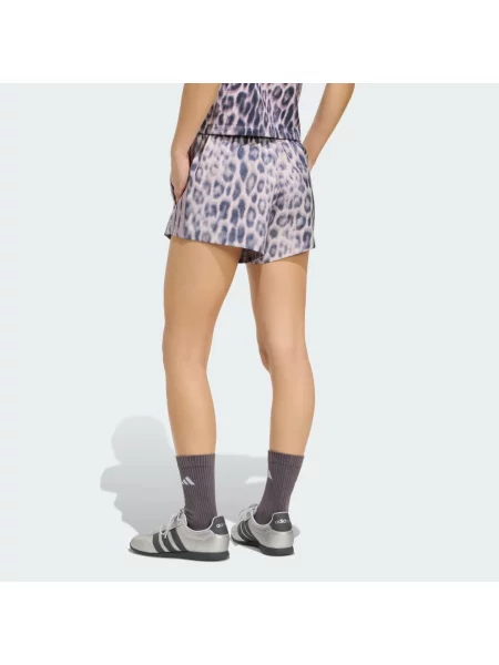 Tkané šortky Seasonal Essentials s leopardím potiskem a 3 proužky fialové