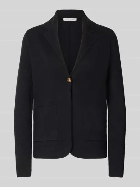 Kardigan o kroju regular fit z mieszanki z kołnierzem z klapami Christian Berg Woman czarny