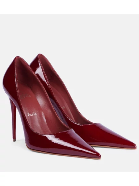 Кожени полуотворени обувки Christian Louboutin от лакирана кожа червено