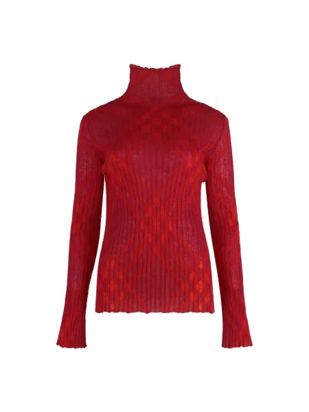 Golf Burberry wełniany z wysokim kołnierzem czerwony