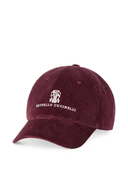 Șapcă Brunello Cucinelli cu broderie de catifea cord roșu