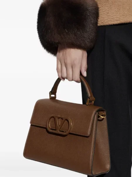 Geantă shopper Valentino Garavani maro