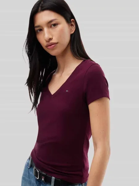 T-shirt o kroju slim fit z czystej bawełny Tommy Jeans
