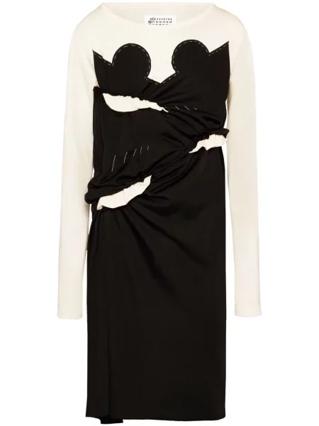 Rochie midi Maison Margiela din jerseu până la genunchi de costum negru