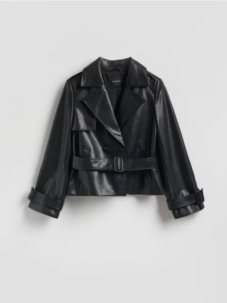 Reserved Geacă din piele ecologică negru