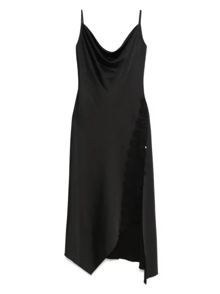 Rochie Nissa din satin de costum negru