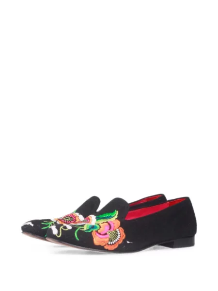 Pantofi loafer Penelope Chilvers cu model floral negru