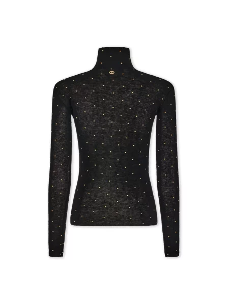 Sweter z golfem Rabanne wełniany do golfa czarny