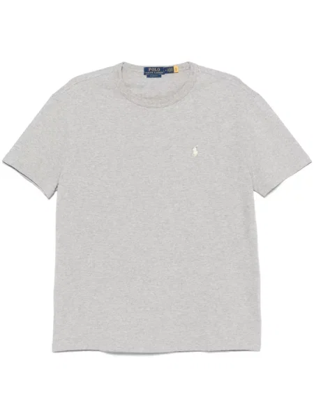 Siuvinėta polo marškinėliai Polo Ralph Lauren dygsniuotas pilka