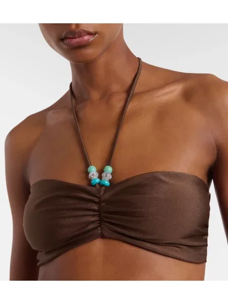 Top Jade Swim cu volane maro