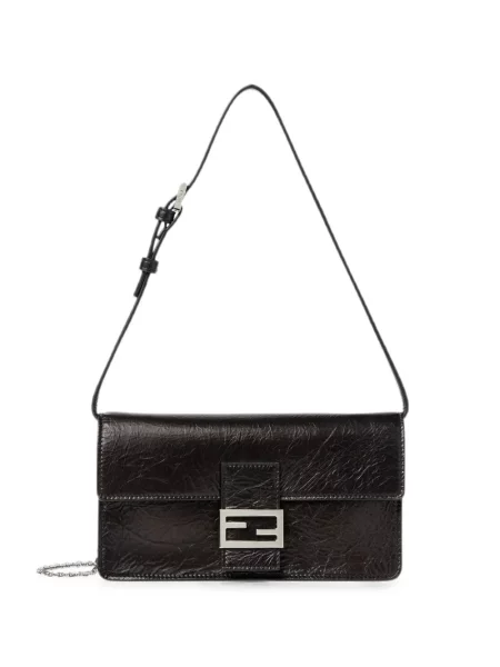 Colier Fendi din piele cu autograf negru