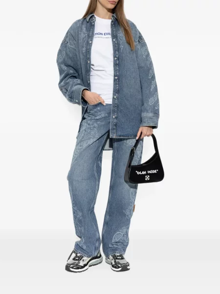 Τζιν πουκάμισο Off-white με σχέδιο paisley λευκό