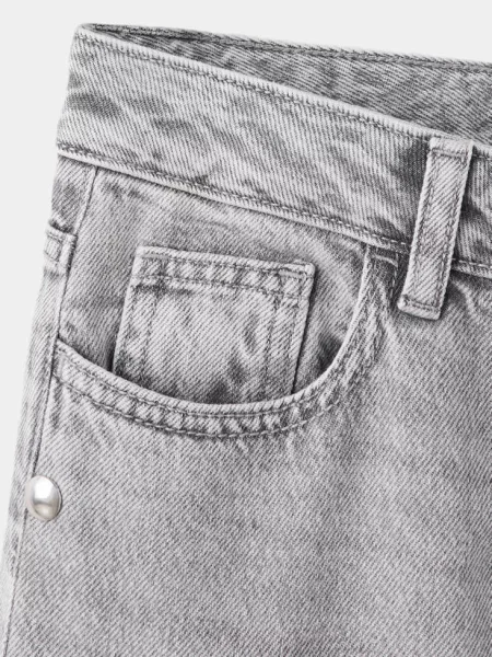 Dżinsy straight z dżetami denim Teen 38 MANGO TEEN szary