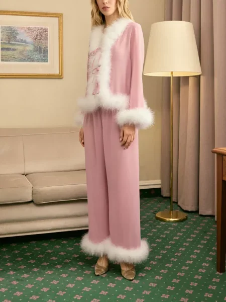 Sztuczne futro piżama Sleeper różowa