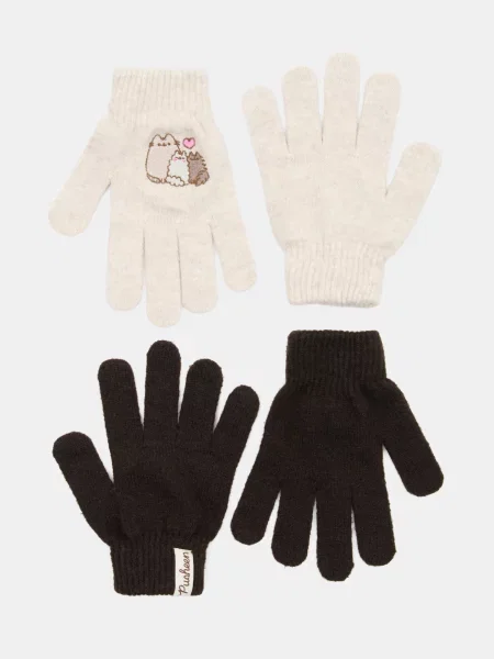 Sinsay Rukavice s výšivkou Pusheen the Cat 2 pack béžová