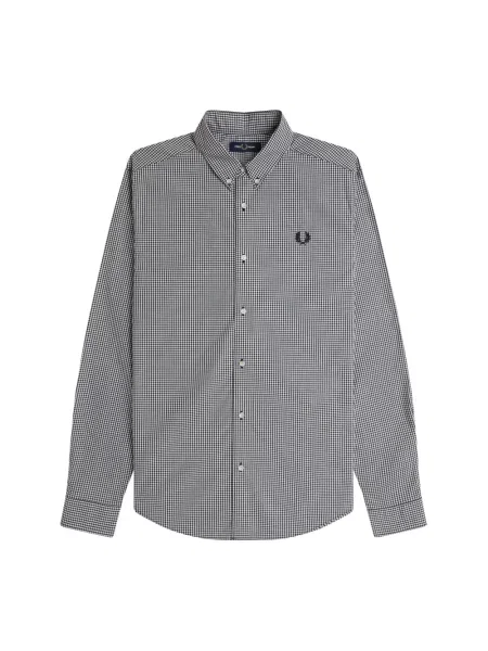 Koszula Fred Perry z kołnierzem w kratę z długim rękawem czarna