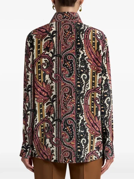 Cămașă Etro de mătase cu model paisley roșu