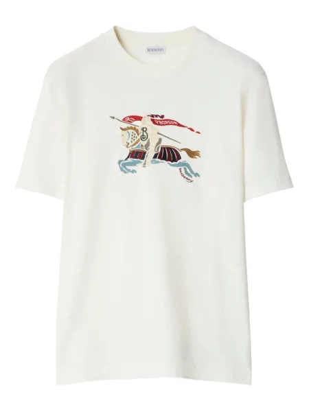 Tricou Burberry cu broderie alb