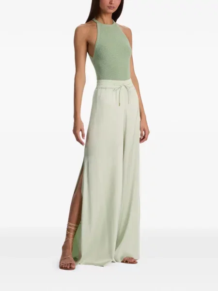 Pantaloni palazzo Alice + Olivia cu cordon verde