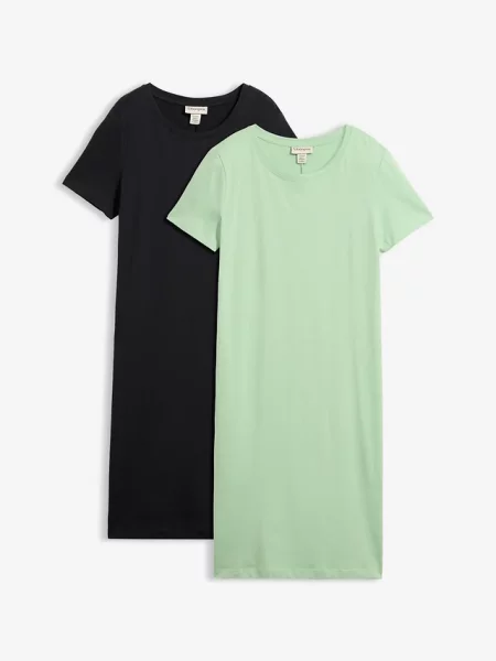 Sukienka T-shirtowa o prostym kroju 2 szt. zielona