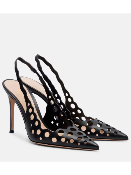 Pantofi cu toc Gianvito Rossi din piele slingback negru