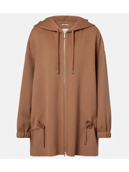 Geacă 's Max Mara de lână cu glugă maro