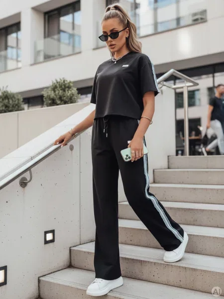 Komplet dresowy z bawełną oversize SPORT LIKE Dstreet czarny