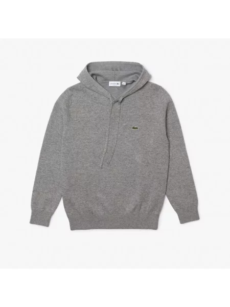 Lacoste Sweter Z Kapturem O Klasycznym Kroju I Kontrastowym Wnętrzu szary