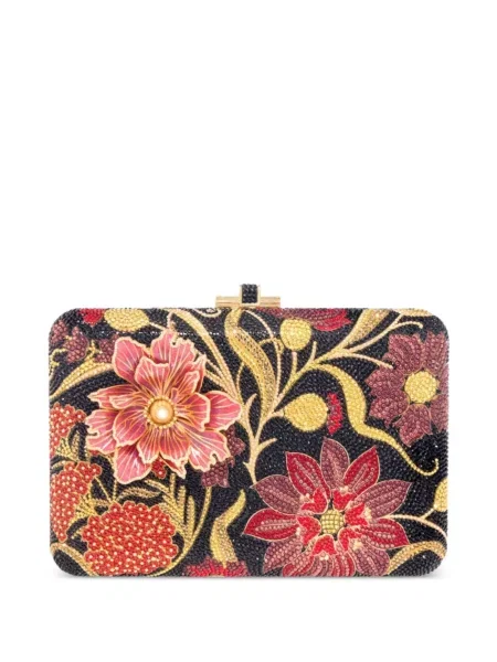 Geantă plic Judith Leiber cu model floral roșu