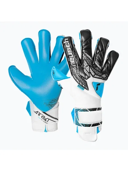 Reusch Attrakt Aqua Evolution вратарски ръкавици бяло/черно/аква синьо бяло
