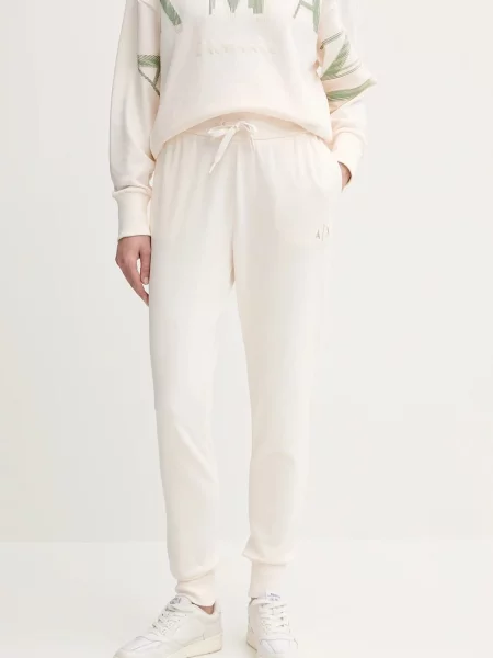 Armani Exchange spodnie dresowe gładkie beżowy