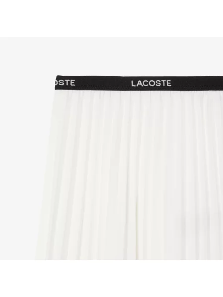 Lacoste Krótka Plisowana Spódnica Kremowa biała