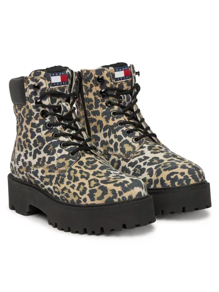 Auliniai batai Tommy Jeans Tjw Platform Cheetah Boots ruda