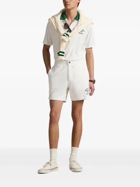 Pletene sportske kratke hlače Polo Ralph Lauren s printom bijela