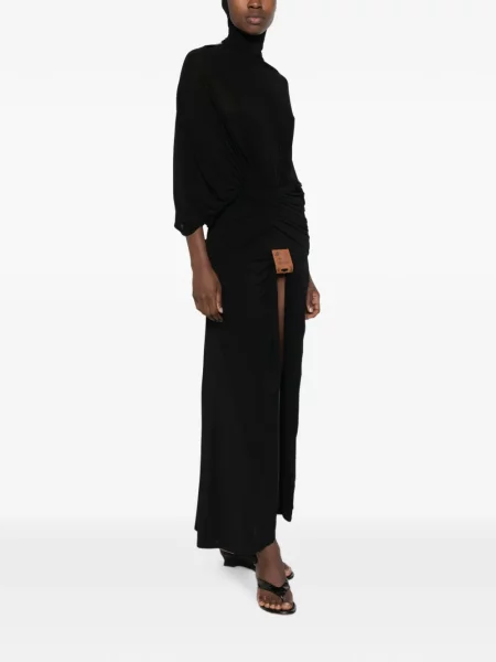Rochie maxi Jean Paul Gaultier drapată cu autograf negru