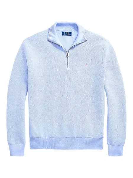 Lniana czapka z daszkiem Polo Ralph Lauren z okrągłym dekoltem niebieska